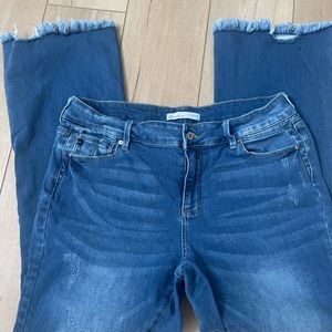 Kan Can flares slightly distressed jeans
